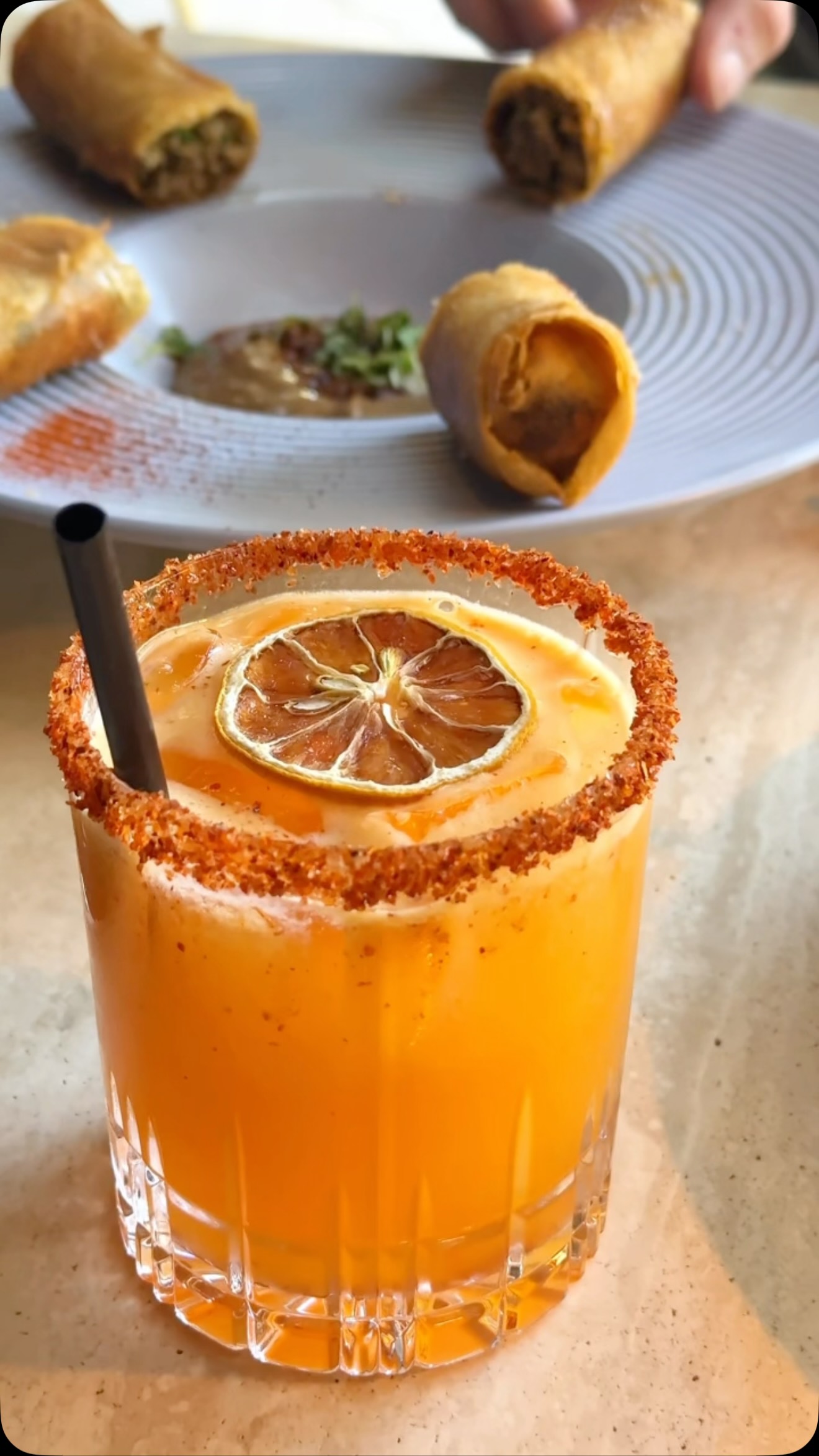 Cocktail and plated small bites at BOA Steakhouse in Napa